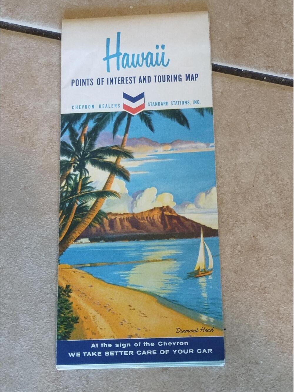 Vintage 1964 Hawaii Touring Map‎ Honolulu Street Map Chevron Standard Oil Travel